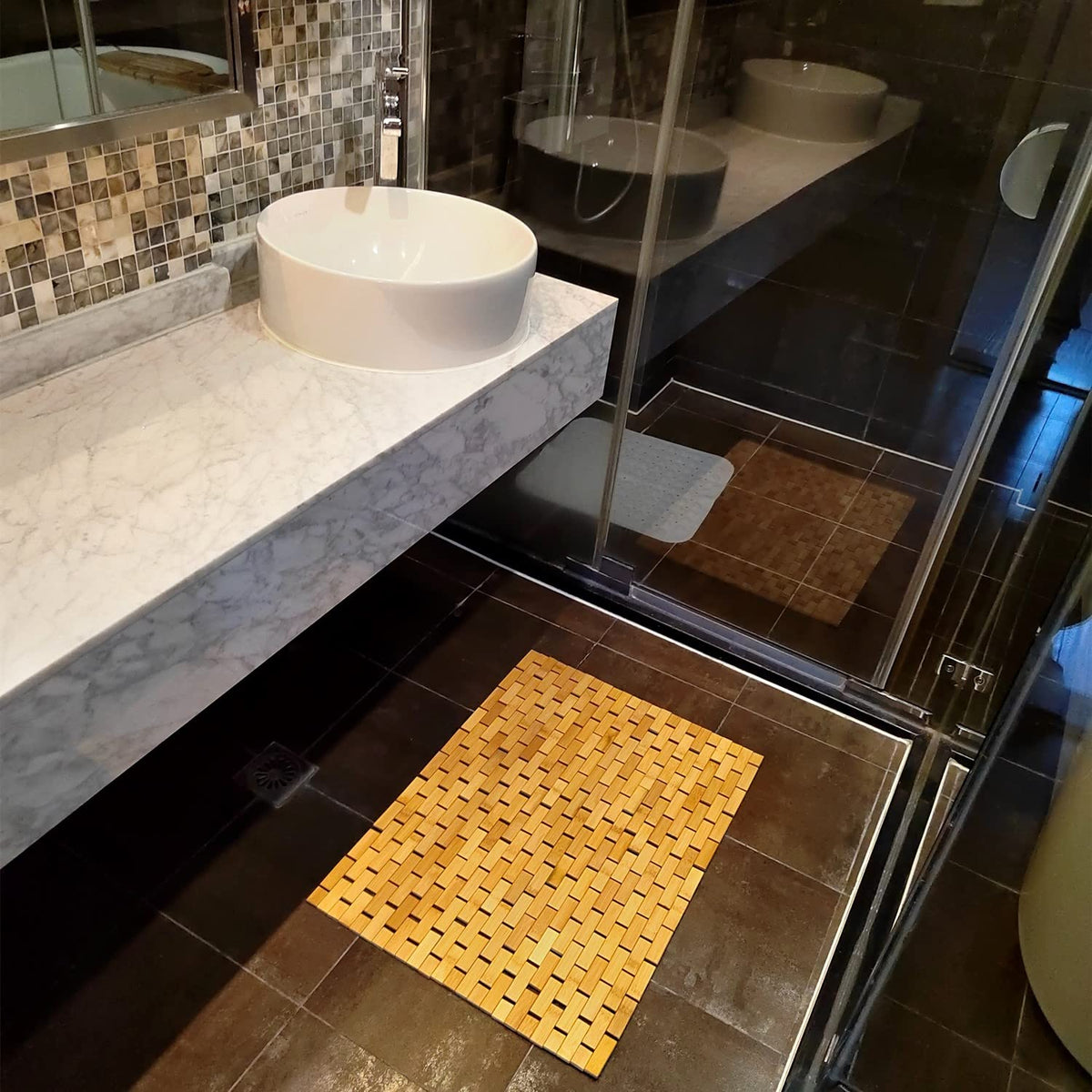 Bath Mat Wooden Bathroom Mat Rayon Derived from Bamboo 27.6"x19.7" (27.6" x 19.7" (Rectangular))