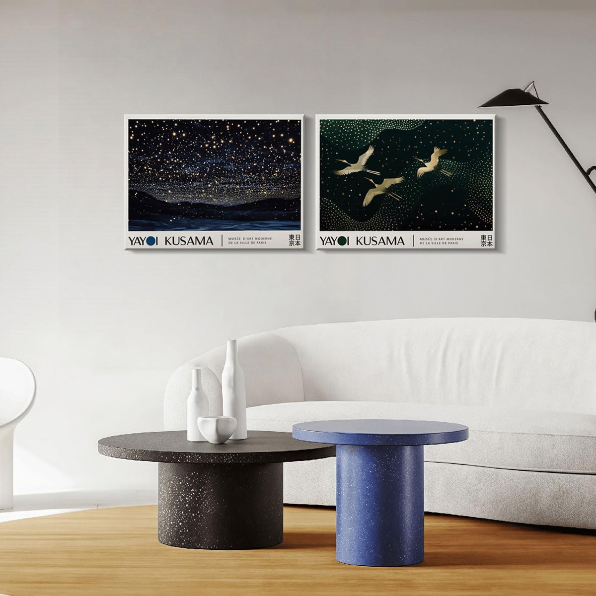 Japanese Wall Art Starry Sky Flying Cranes Picture Canvas Print 12x16 Inch (Black Starry Sky / 16"L x 12"W)