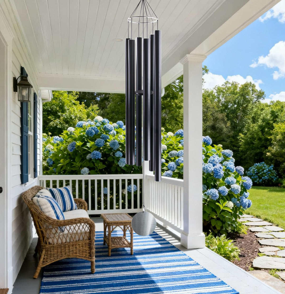 90 Inch Wind Chimes for Outside with Precision Tuned (90“-Black)