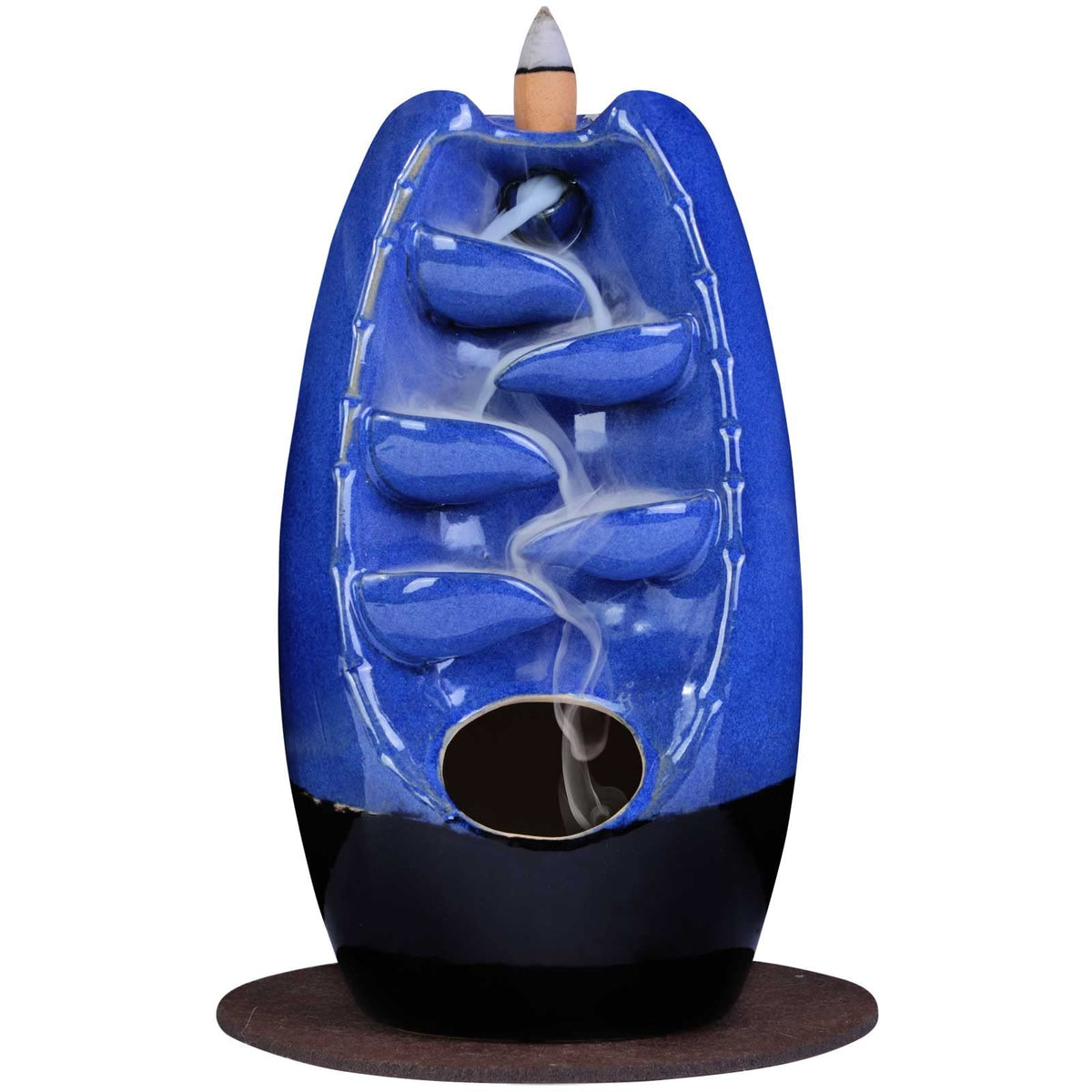 Ceramic Backflow Incense Holder Waterfall Incense Burner (Navy)