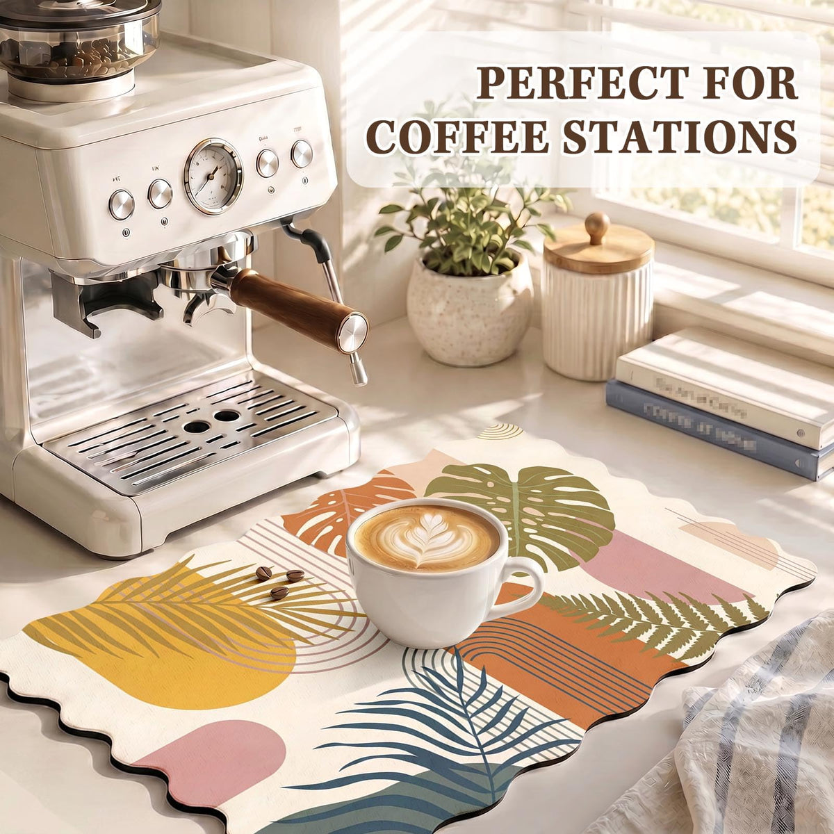 Scalloped Dish Drying Mat 2 (Boho Botanical / 12x19 inch)