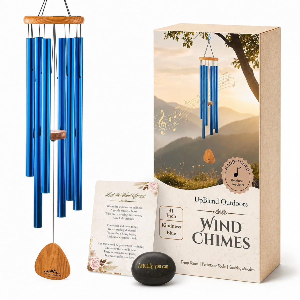 UpBlend 41" Blue Aluminum Wind Chimes for Outside (41")