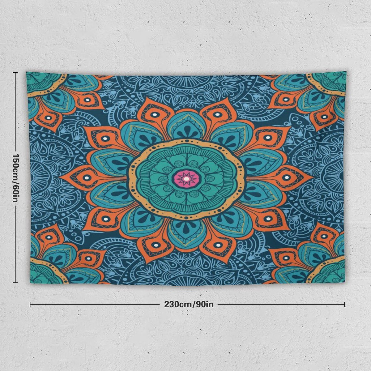 Abstract Mandala Tapestry Wall Hanging Indian Hippie Bohemian Art Floral Texture Pattern Tapestries Home Decor for Living Room Bedroom Kitchen Dorm 60"x90" (60"L x 90"W / Mandala-13)