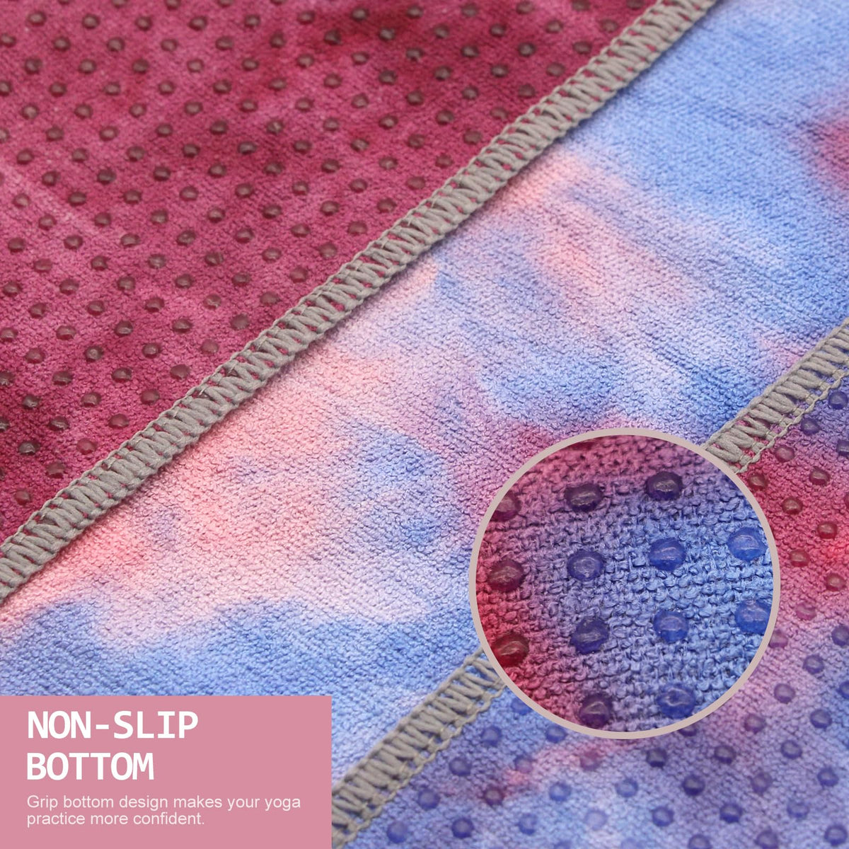 Yoga Towel Hot Yoga Mat Towel with Grip Dots Sweat Absorbent Non (Red & Blue / 72" x 24")