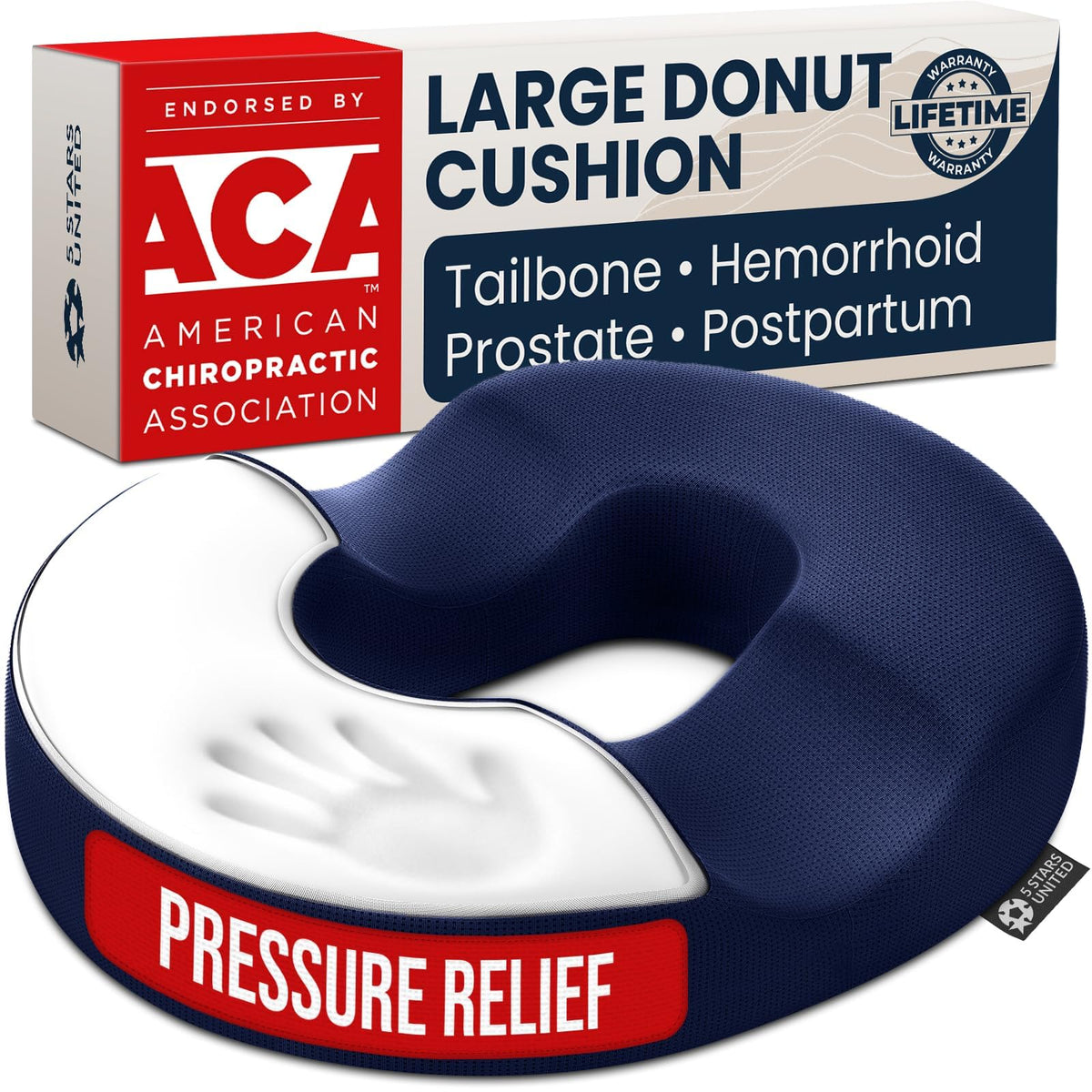 Donut Pillow for Tailbone Pain & Hemorrhoids (Blue)