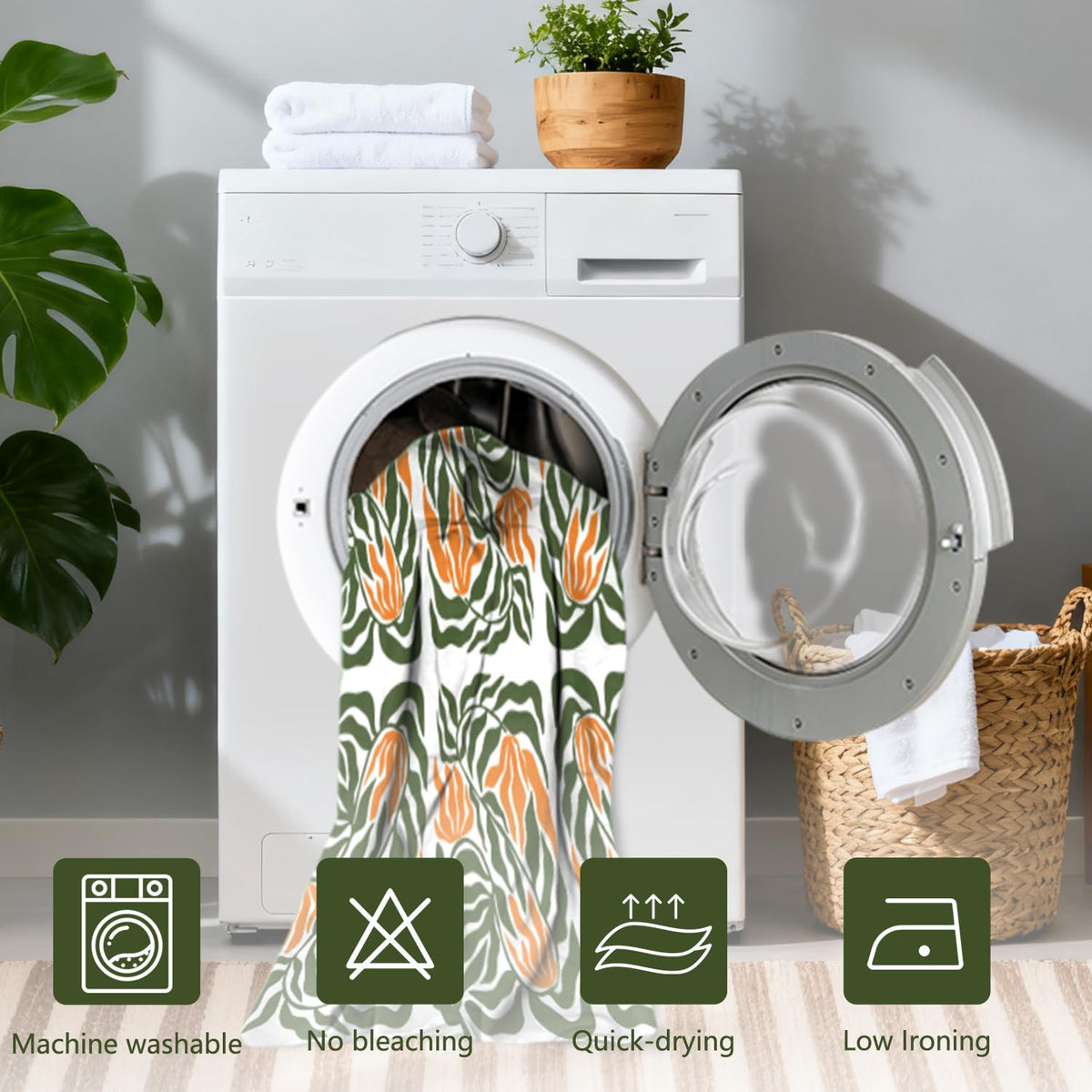 Modern Botanical Shower Curtain 71x74 Inch (Abstract Tropical Leaf)