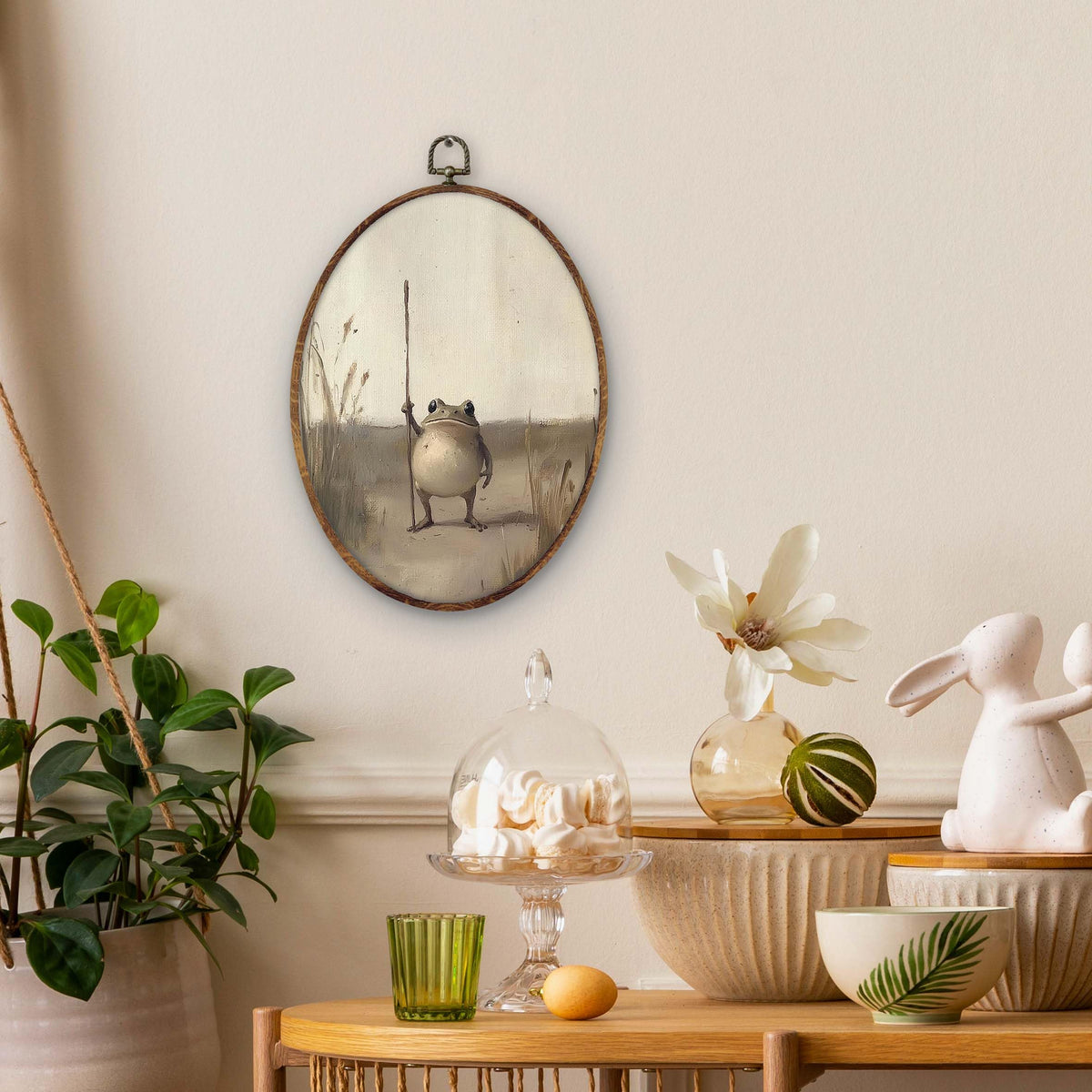 Vintage Moody Frog Oval Wall Art Decor (frog-4)