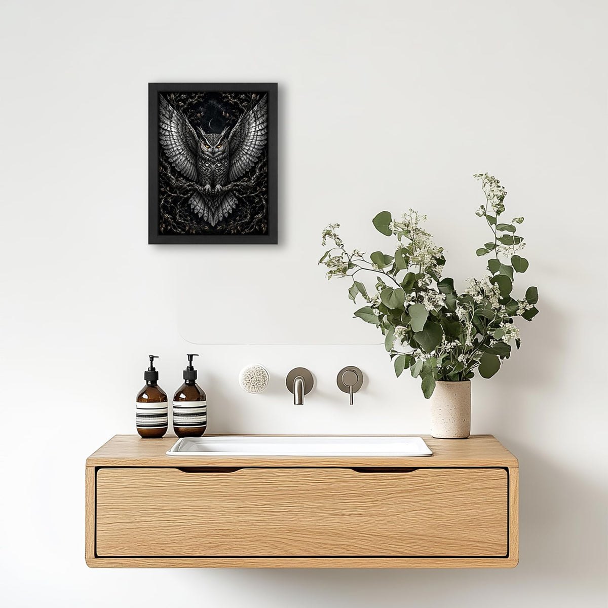 Gothic Owl Decor Wall Art (Wall Art Framed 61 / 16"L x 12"W)