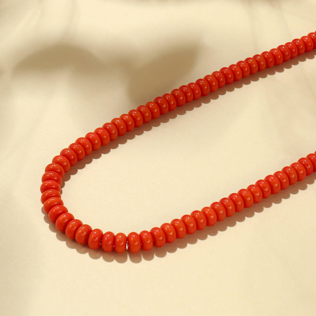 Red Natural Stone Beaded Choker Necklace for Women (Tangerine-color)