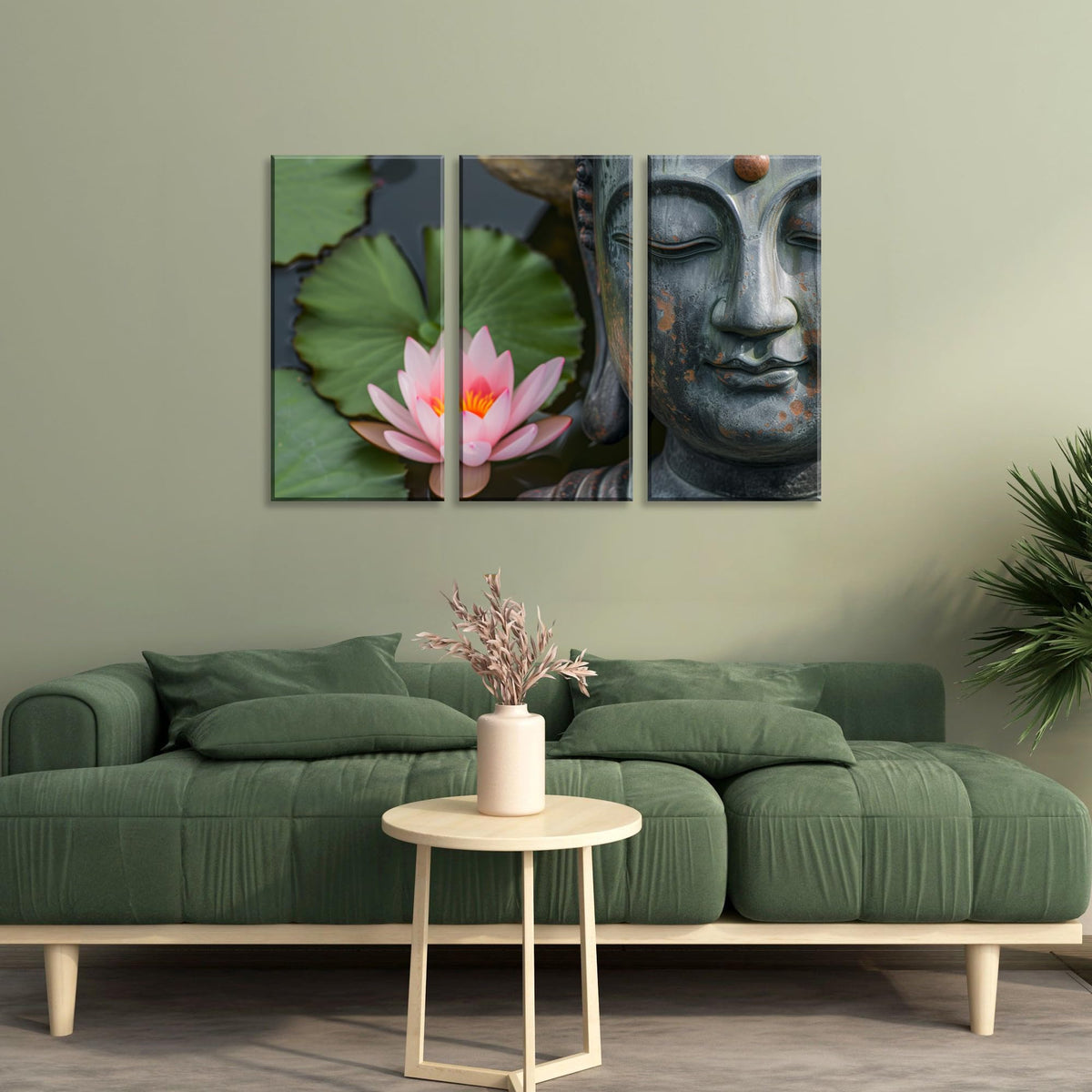 3Pcs Zen Buddha Canvas Wall Art Lotus Flower Meditation Framed Canvas Print Peaceful Asian Decor for Bedroom Living Room Spa Yoga Pink Oriental Artwork Water Lily Wall Art Ready to Hang (12"L x 24"W / 3PCS-Zen Buddha)