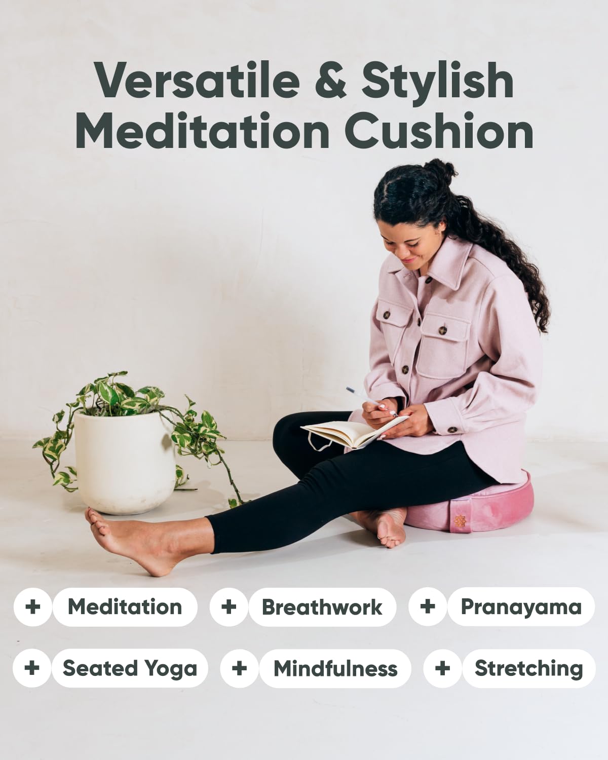 Mindful & Modern Velvet Meditation Cushion (Blush Pink)