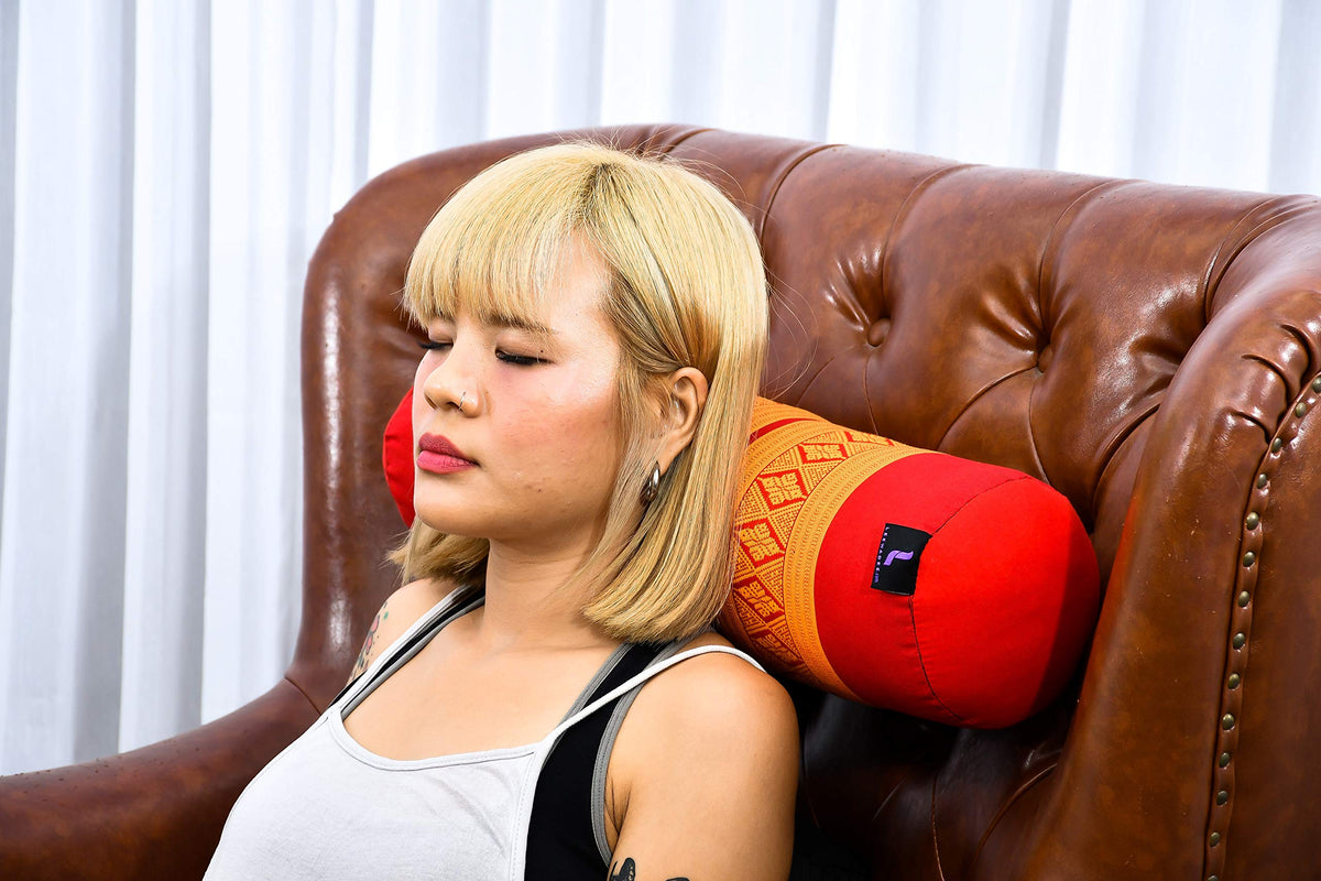 Yoga Bolster 20 x 6 x 6 inches Kapok Roll for Meditation & Massage (Sf02 - Orange)