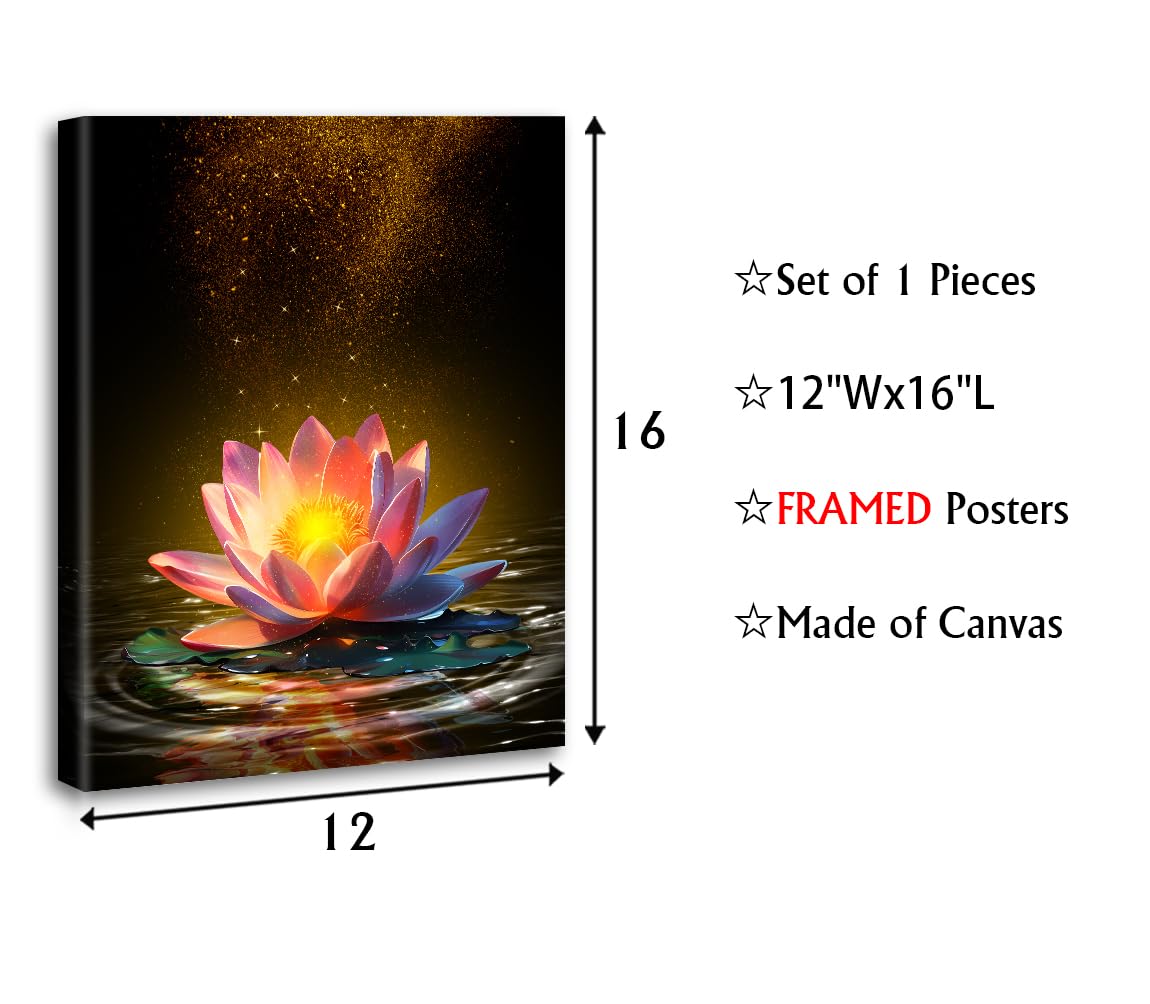 Lotus Floral Wall Art Prints (Framed 12"X16"- Lotus Floral Wall Art Prints)