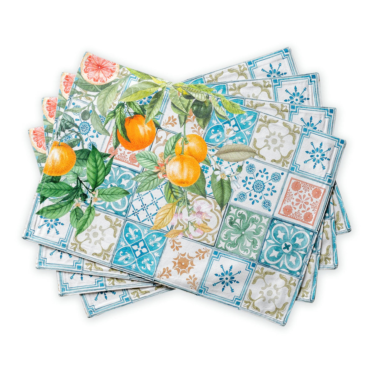 Placemats Set of 4 Reusable 100% Cotton (097 - Agrume / 13" X 19" (Pack of 4))