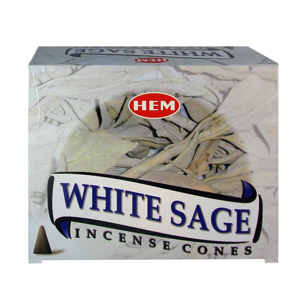 White Sage Incense Cones and Cone Incense Burner Bundle Insence Insense Hem Incense (White Sage Cone)