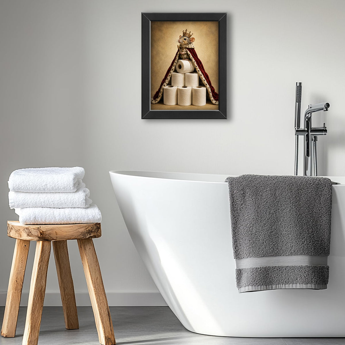 Mouse Bathroom Decor Wall Art (Framed Bathroom Art 920 / 24"L x 16"W)