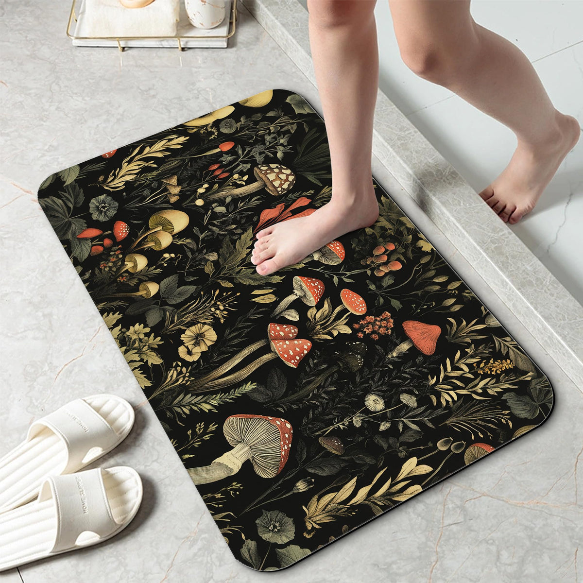 Retro Mushrooms Bathroom Rug 29.5"x17" (Retro Mushrooms)