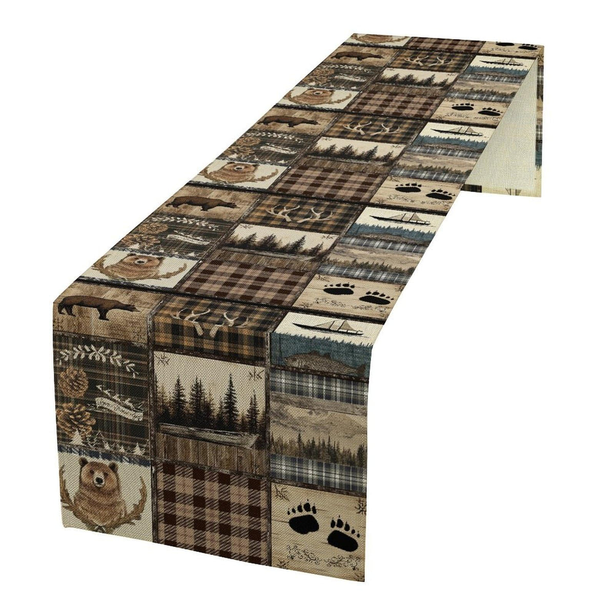 Rustic Country Bear Table Runner (13x120inch / Brown Bear)