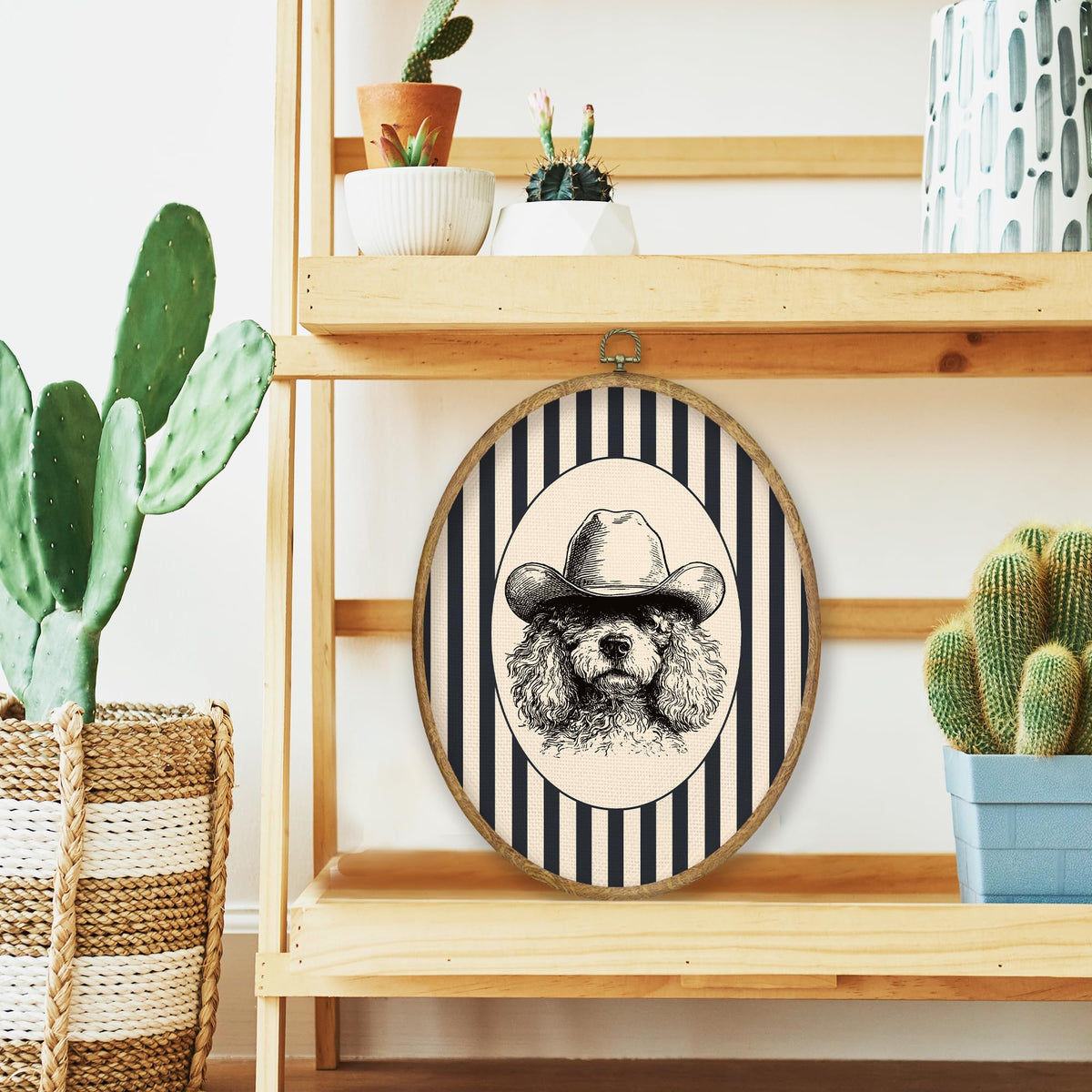 Western Cowboy Goldendoodle Oval Wall Art Prints Decor 8.6x11.4 (Colour 68)