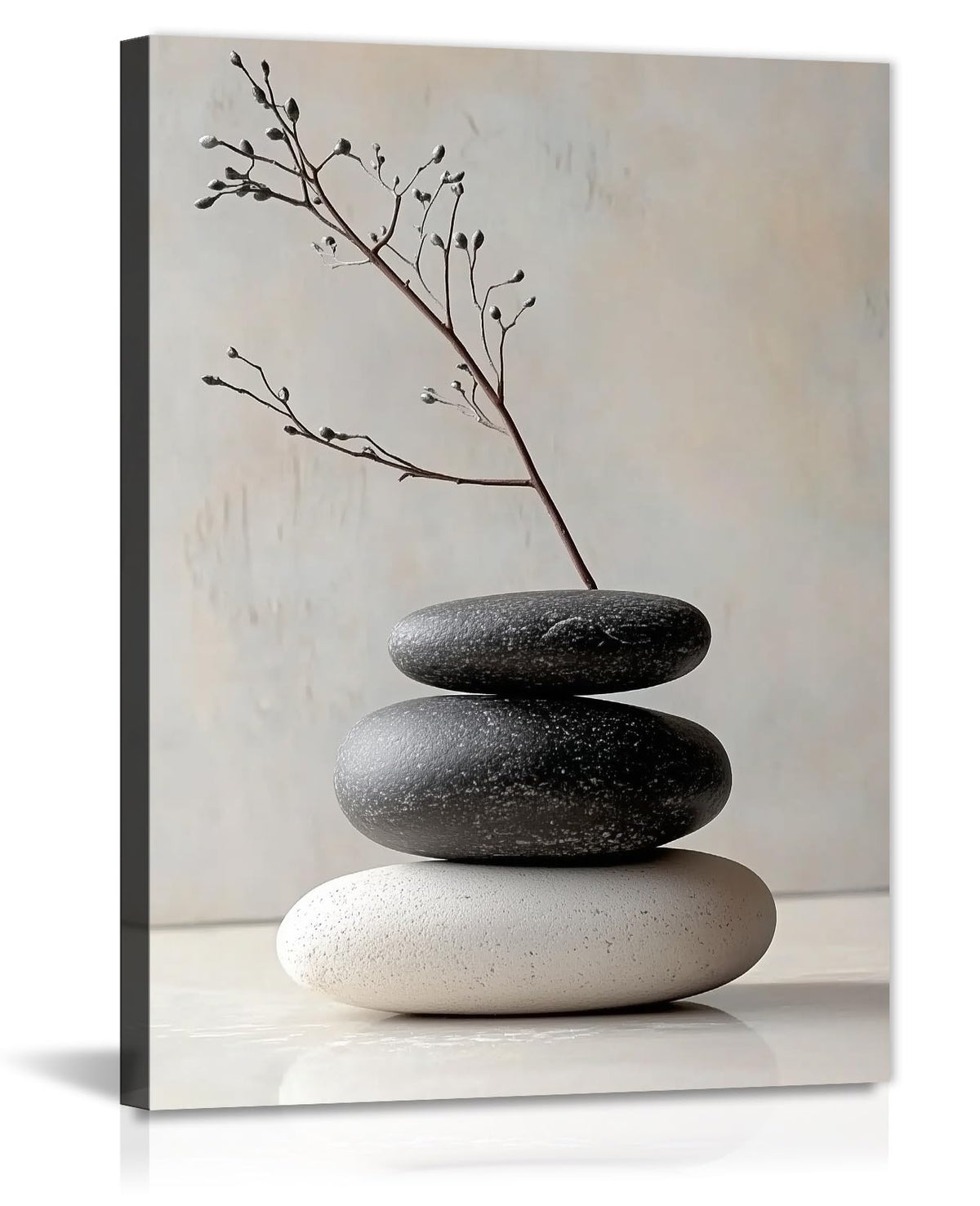 Zen Canvas Wall Art Balanced Spa Stone Pictures Minimalist Artwork Nature Inspired Painting Zen Meditation Calming Home Decor for Living Room Bedroom (Artwork-1 / 24"L x 16"W)