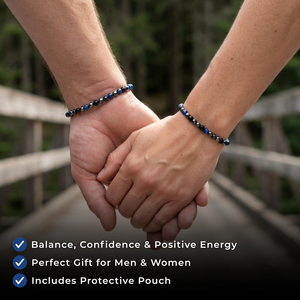 Triple Protection Blue 4mm Beaded Bracelet (Triple Protection Blue / Small)
