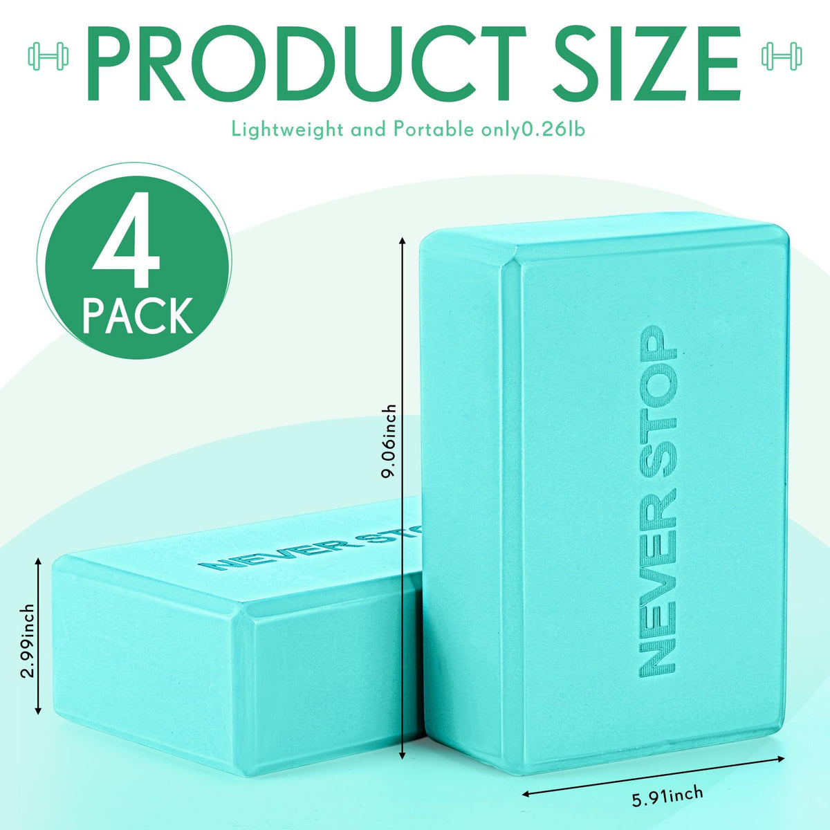 4 Pack Lake Blue 4 Pack Yoga Blocks Non Slip Pilates Foam Brick (Lake Blue)