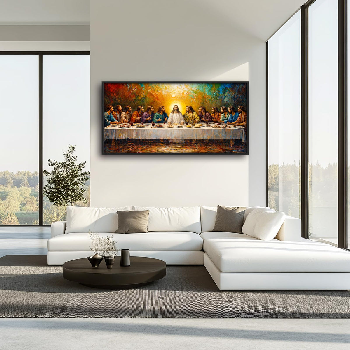 Large Framed The Last Supper Wall Art (The Last Supper / 60"L x 30"W)