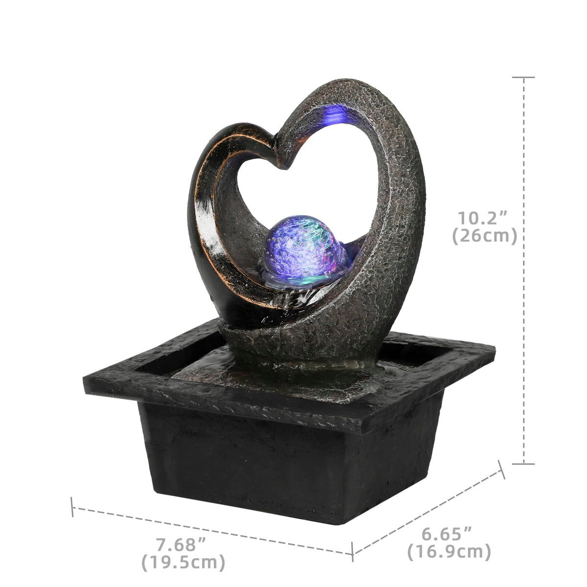 Tabletop LED Light Meditation Indoor Waterfall Fountain (Black)