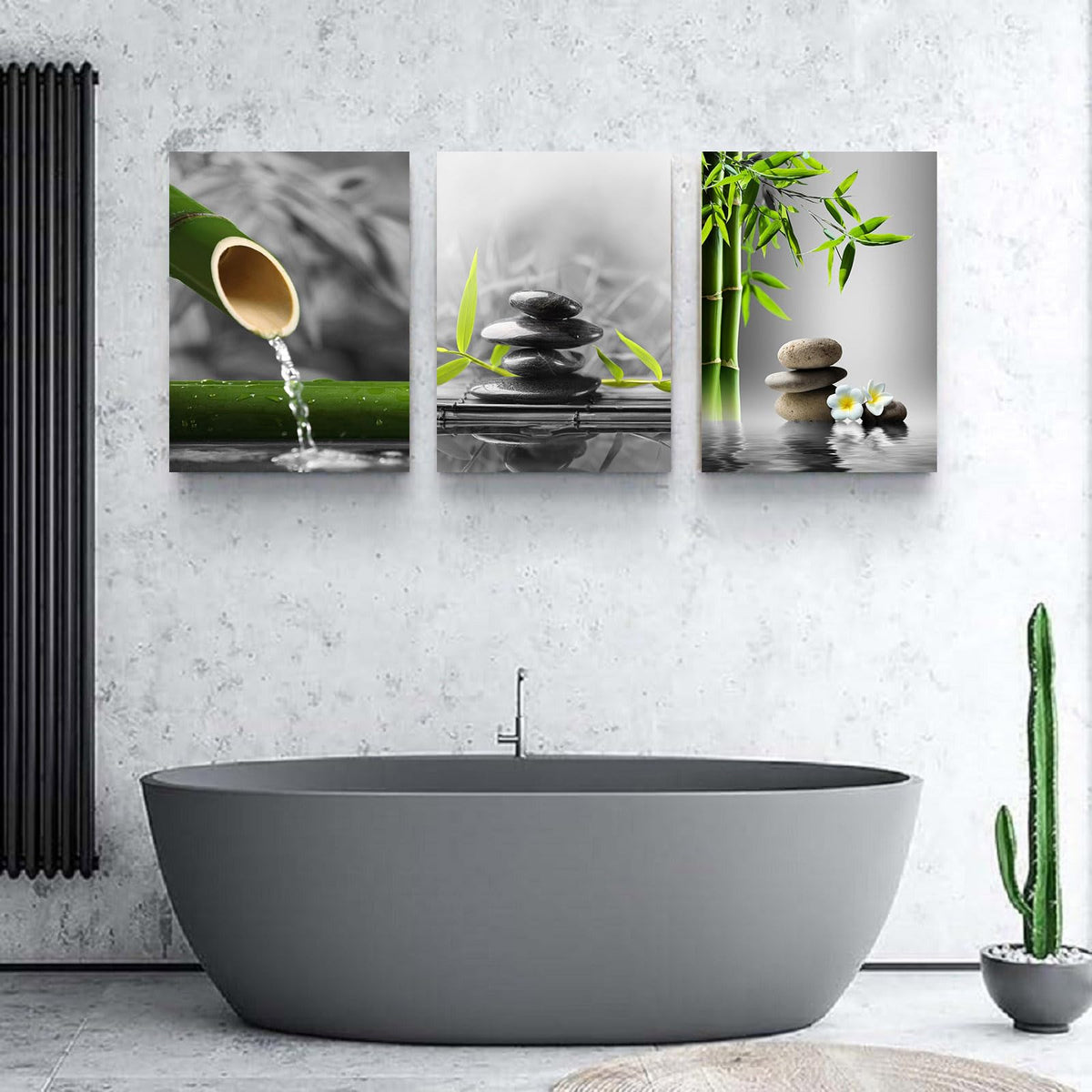 Bathroom Decor Black and White Wall Art Gray Green Room Decor Zen Poster Canvas Pictures Zen Artwork for Spa Living Room Decoration Wall Art Bedroom Home Decor Framed Prints Art (Agreen zen 1 / 16"x24"inches x 3 pcs)