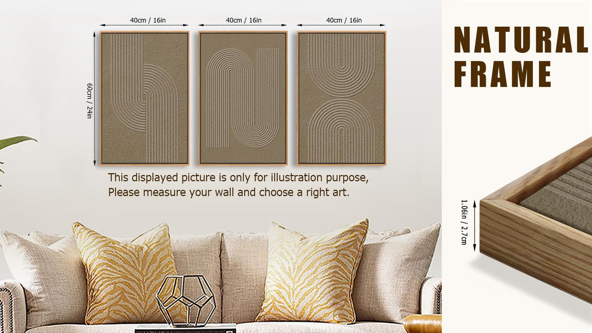 Minimalist Framed Wall Art (Brown Wabi-Sabi Abstract / 24"L x 16"W)