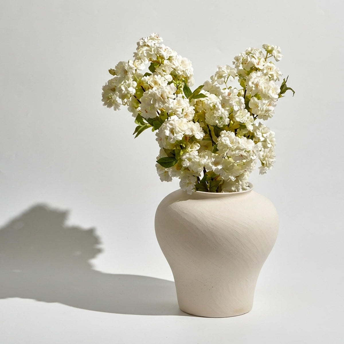 White Ceramic Large Vase (D - White 13")