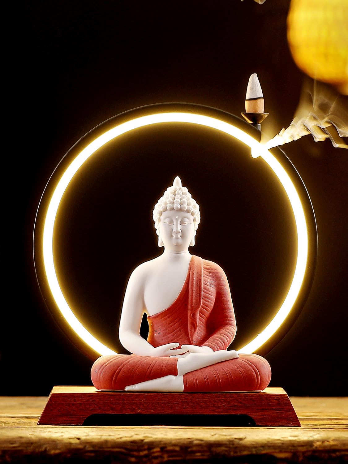 8.7 Inch LED Buddha Statue for Indoor Home Decor (Red)