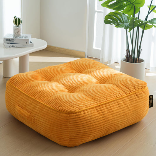 8" Extra Thick Floor Pillow Cushion for Adults (Square Orange / 8" Thick(Pack of 1))