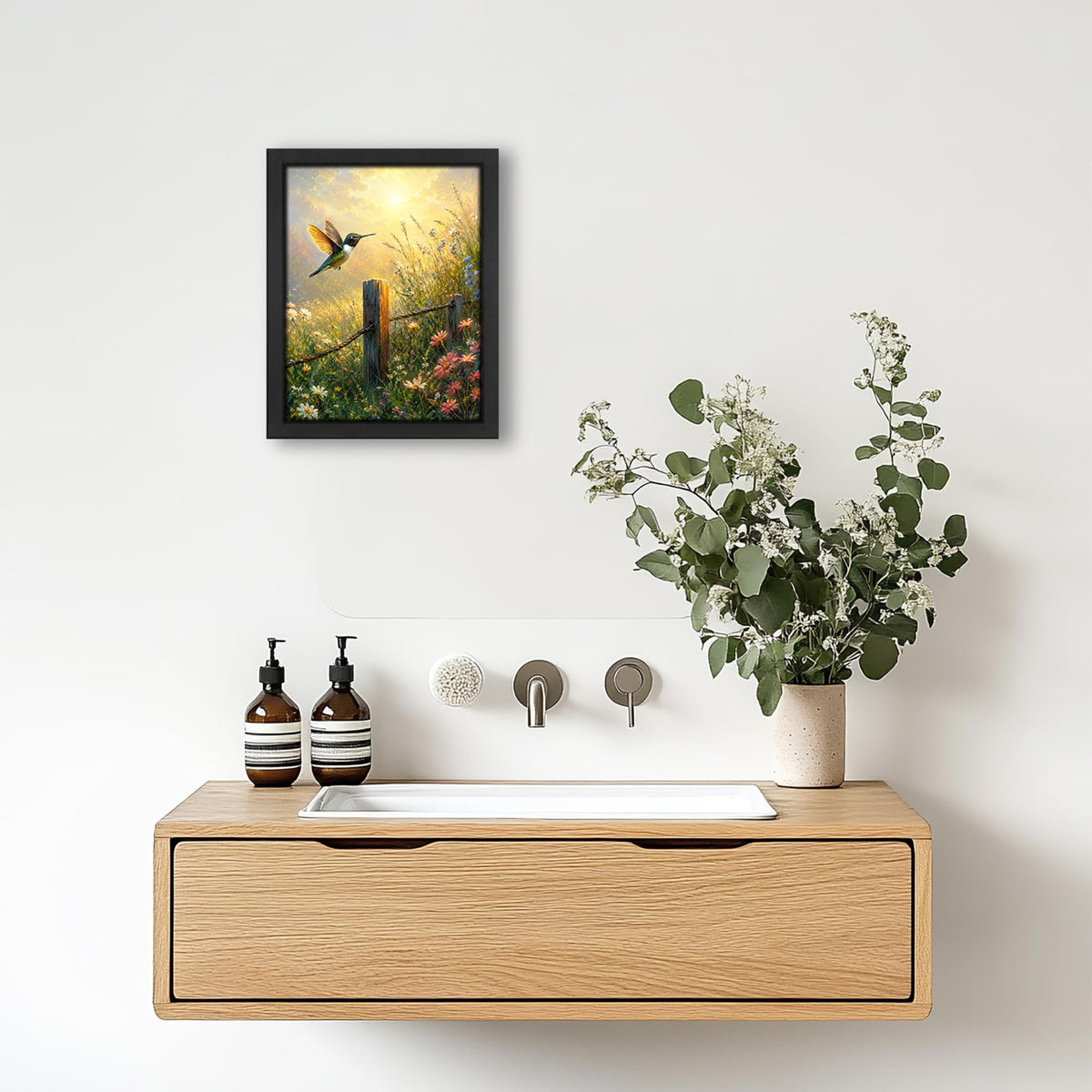 Rustic Hummingbird Decor Wall Art (Wall Art Framed 25 / 10"L x 8"W)
