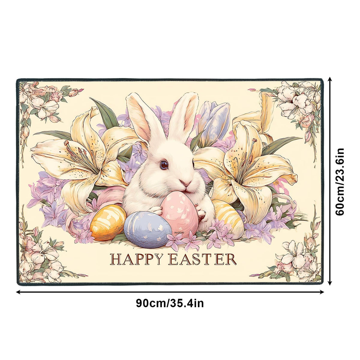 2x3FT Area Rug Vintage Bunny Lily Floral Indoor Entryway Rug (#15 / 2' x 3' (Rectangular))