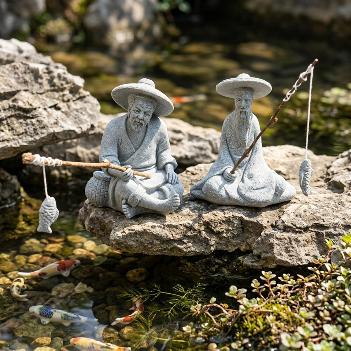 2 Pack Mini Fisherman Statue (2 Pcs Fisherman)