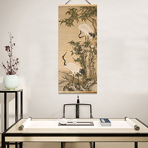 Canvas Painting Prints Wall Scroll Fengshui Art for Decor 32x14in (B)