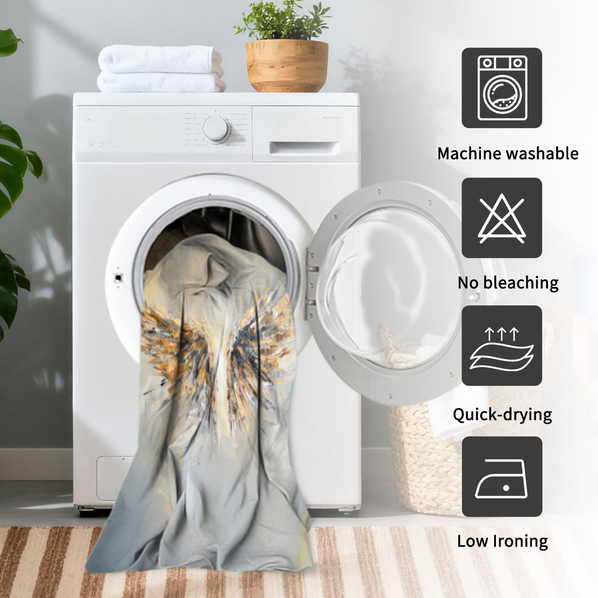 Abstract Wings Shower Curtain with Hooks (Wings)