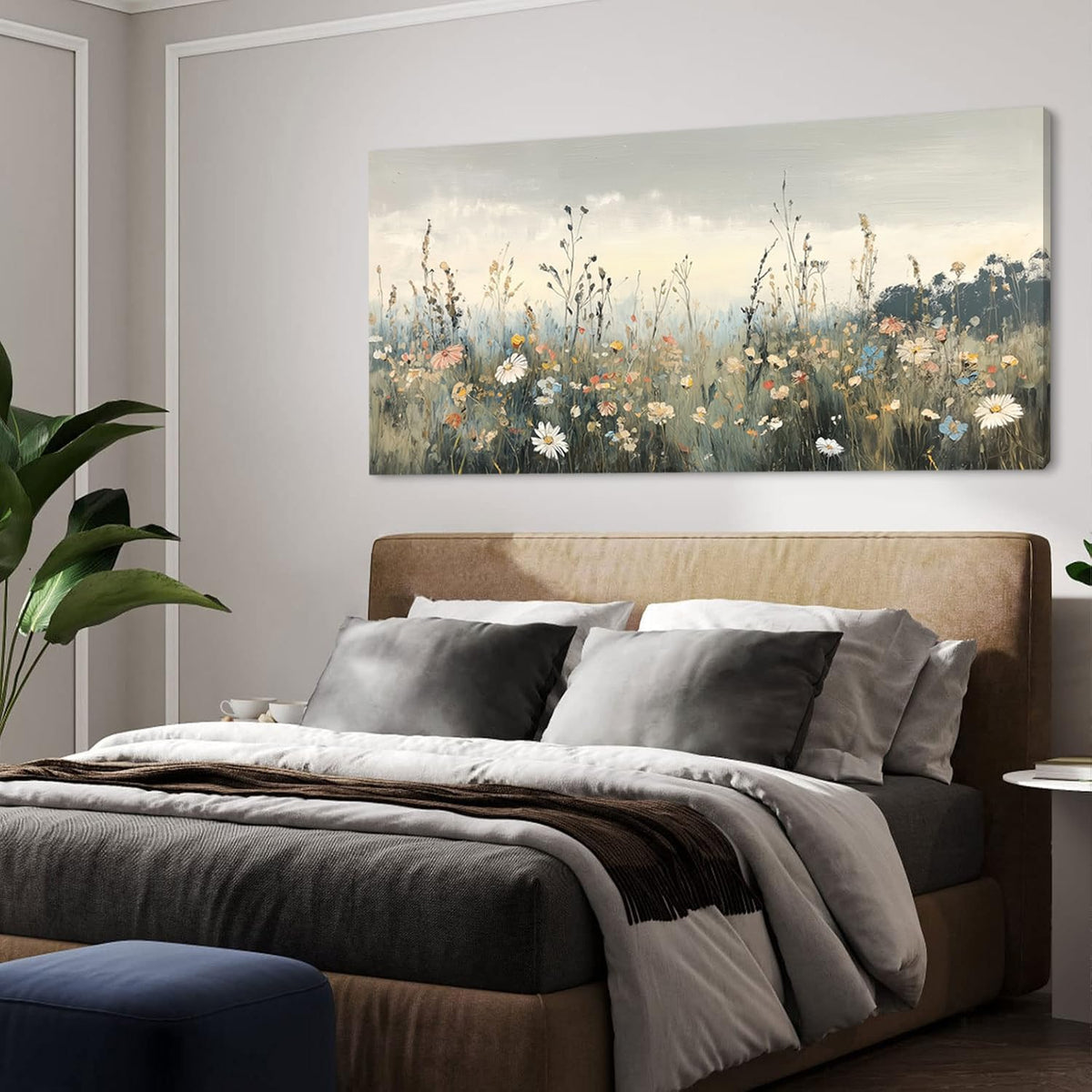 Rustic Wildflower Botanical Wall Art for Living Room Canvas Painting Prints Vintage Meadow Flowers Grassland Floral Nature Landscape Retro Classical Artwork Office Farmhouse Decor Extra Large (58L" x 28W" / Colorful Wall Art(k827))