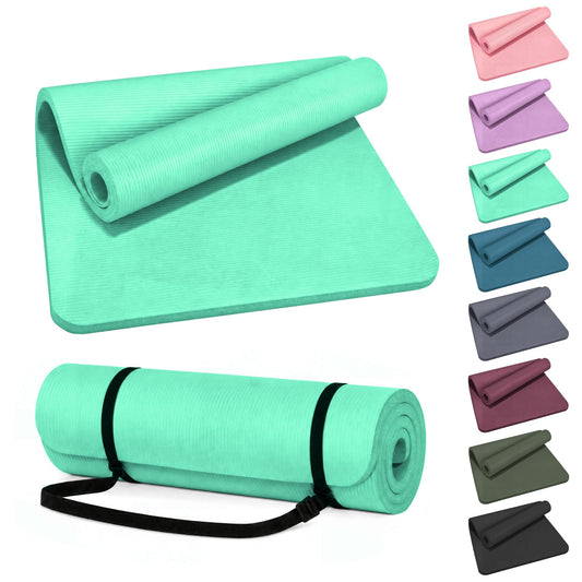 1" Extra Thick Yoga Mat (Aqua / 71"L x 24"W x 1"Th)