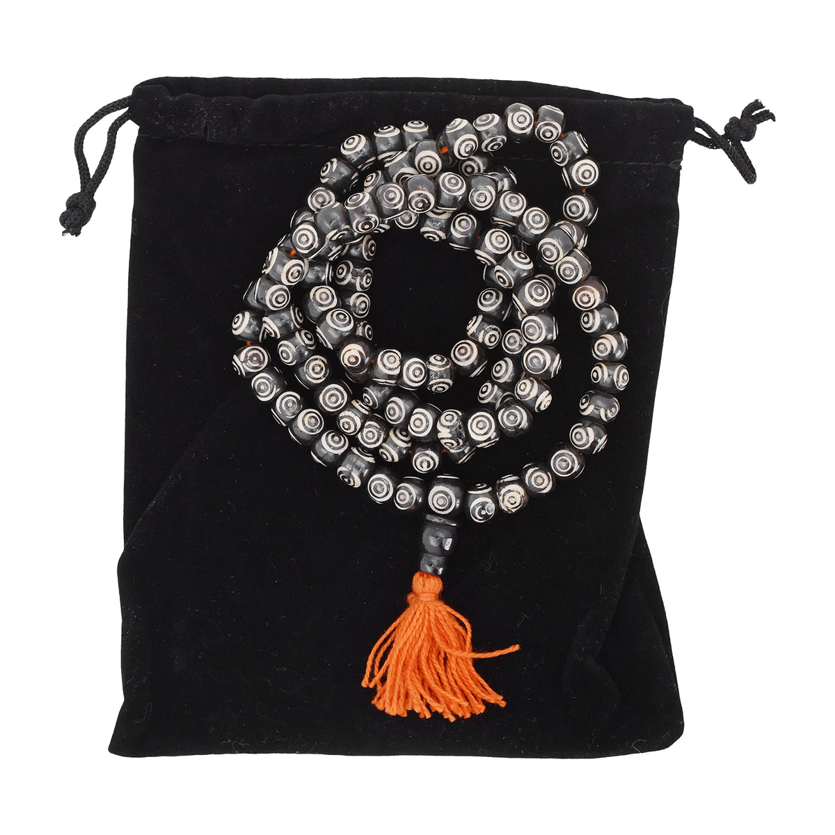 108 Tibetan Buddhist Prayer Beads for Men Women (Black Circle)