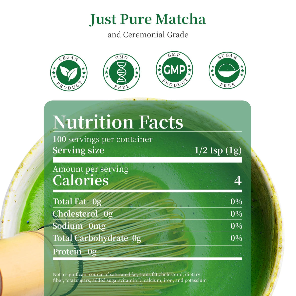 Ceremonial Grade Matcha Green Tea Powder 3.52 OZ (3.53oz)