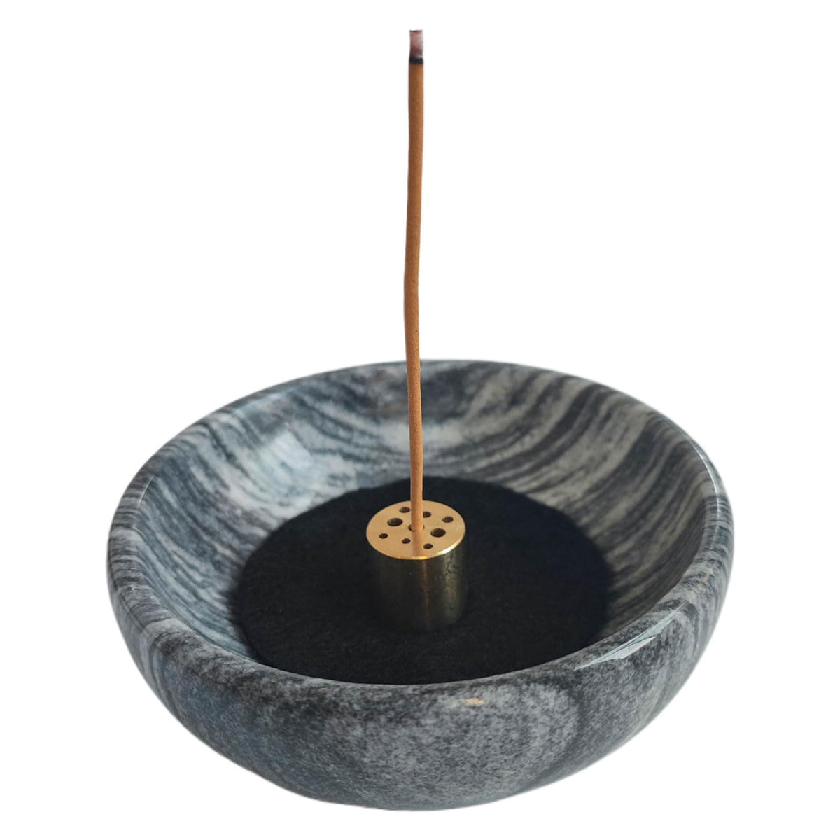 Natural Stone Incense Holder 9 Hole Design Ash Catcher Tray for Incense (Gray)