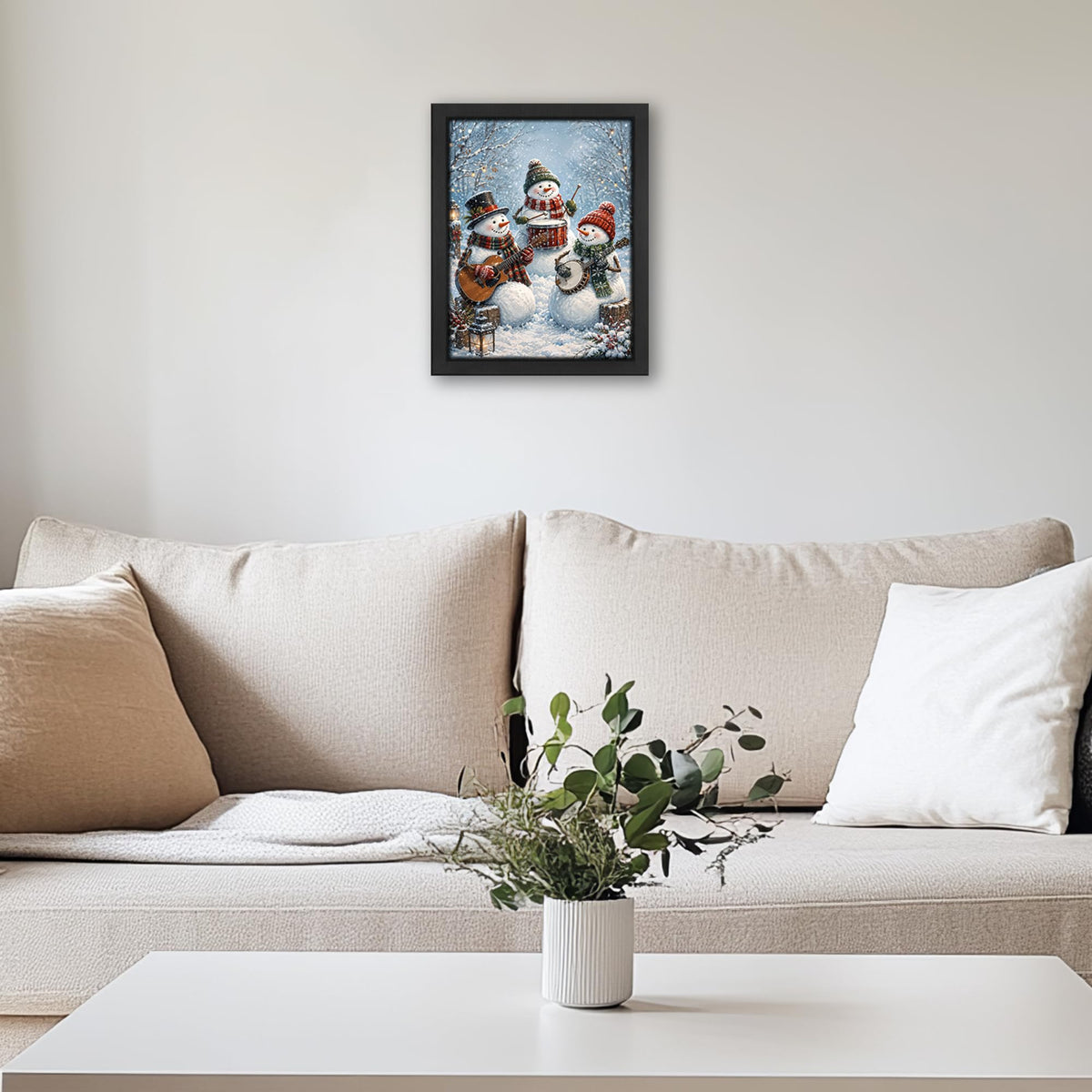 Winter Snowman Decor Wall Art (Wall Art Framed 12 / 10"L x 8"W)