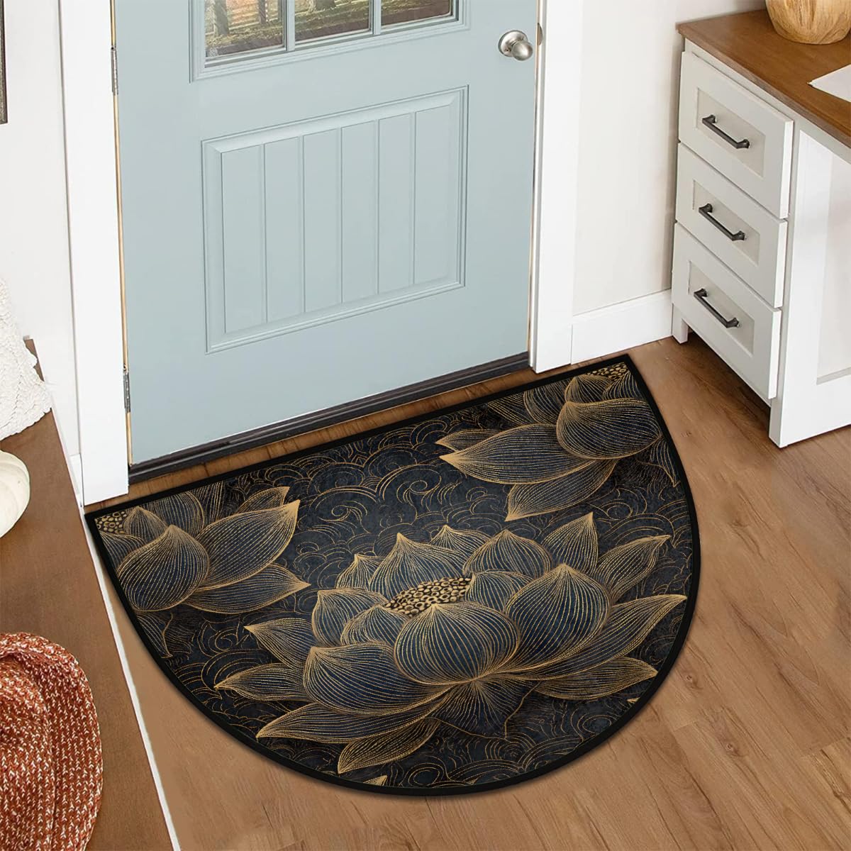 Golden Lotus Half Round Door Mat Non (B:e-48)