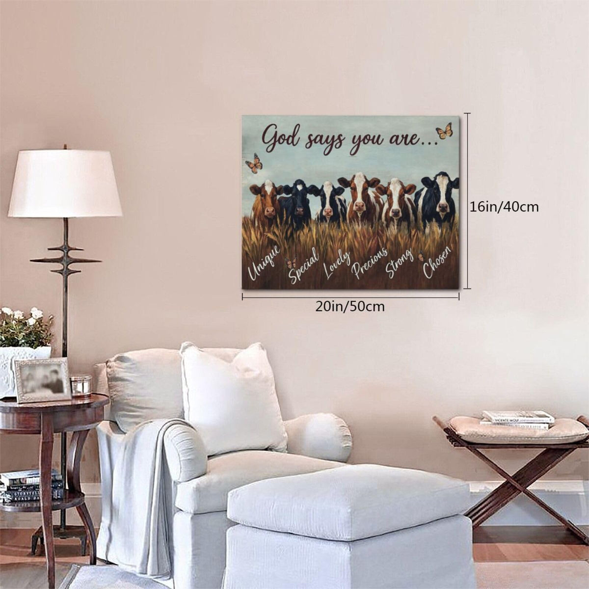 Farmhouse Cow Wall Art Rustic Canvas Wall Decor Country Pictures Paintings Prints Farm Animal Artwork Framed Cattle Decorations For Bathroom Bedroom Living Room Gifts 20" x 16" (Farm Cow / 20"L x 16"W)