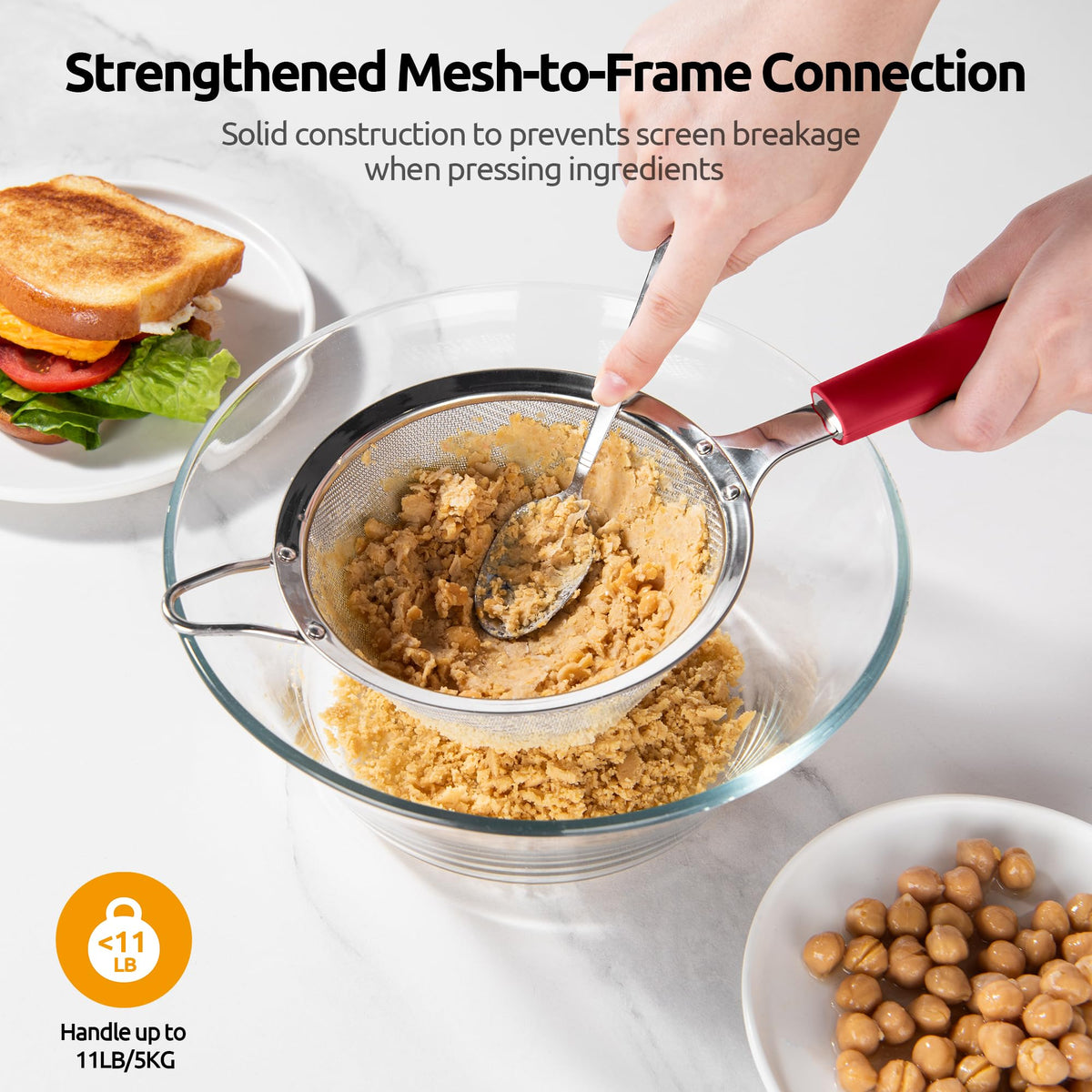 Fine Mesh Strainer (M-4.73in / (4) Red)