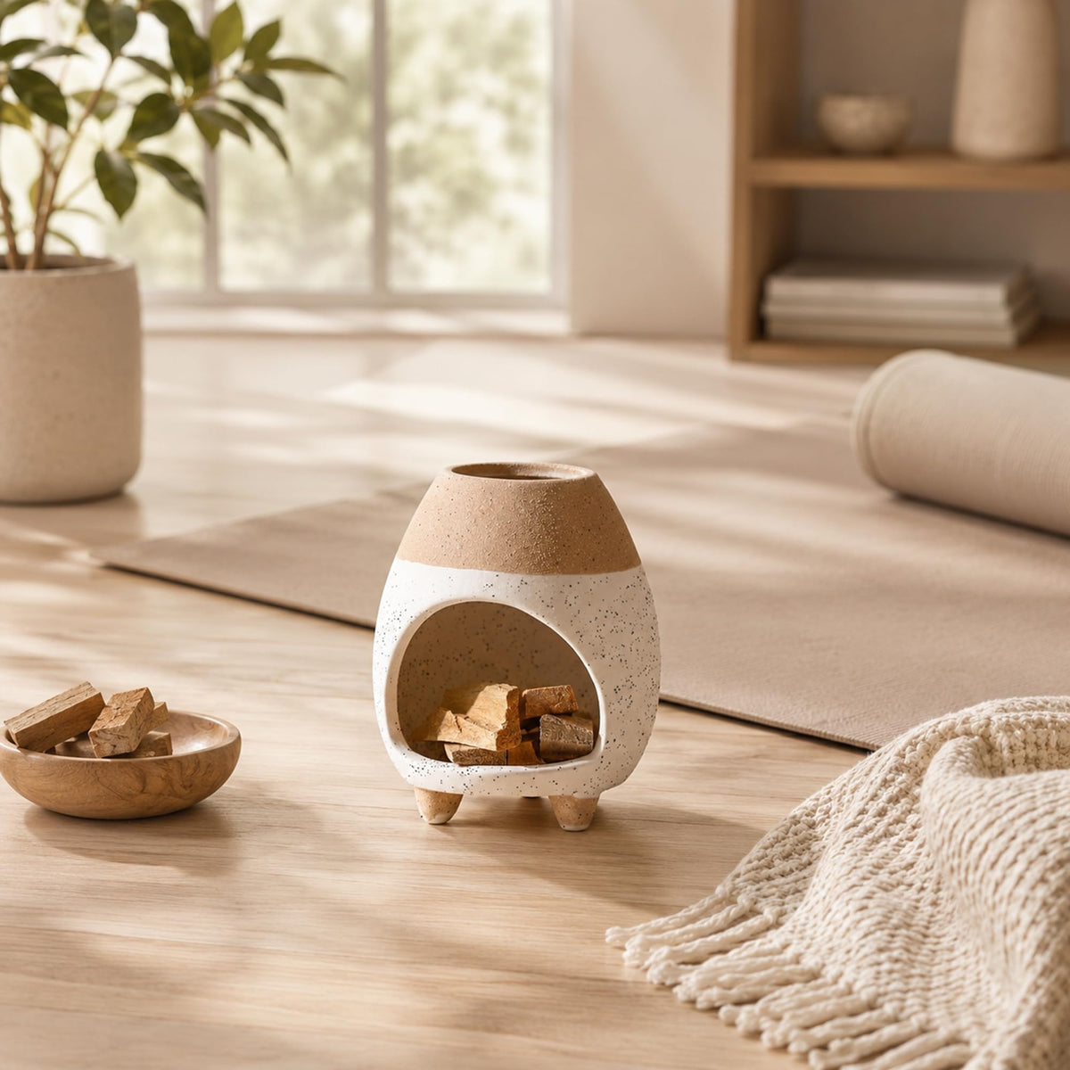 Palo Santo Holder Burner (White Yellow)