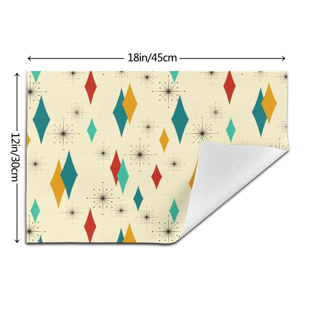 Mid Century Modern Placemats Set of 4 Retro Decor Table Mats for Kitchen Dining Table Holiday Party Heat Resistant Washable Farmhouse Yellow Place Mats (Mid Century Modern Retro / 4pcs - 12x18inch)