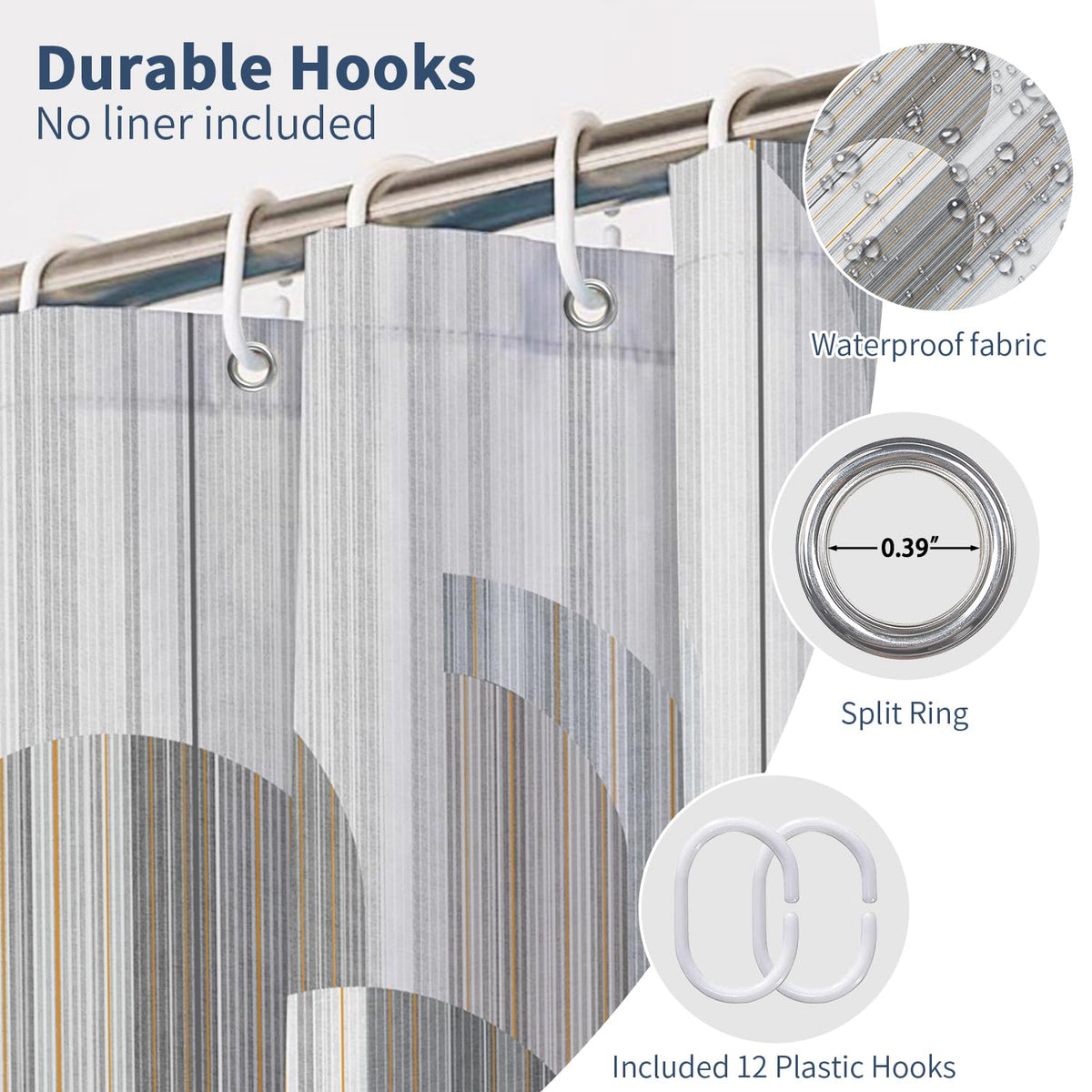 Abstract Arch Shower Curtain (Gray and Gold)